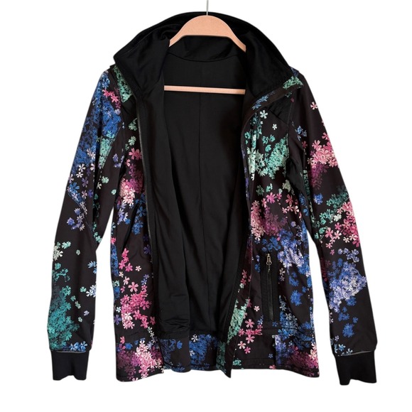 Lululemon Run Bandit Hooded Zip Jacket Petal Pop Black Floral Sz 6 Activewear - Picture 6 of 7